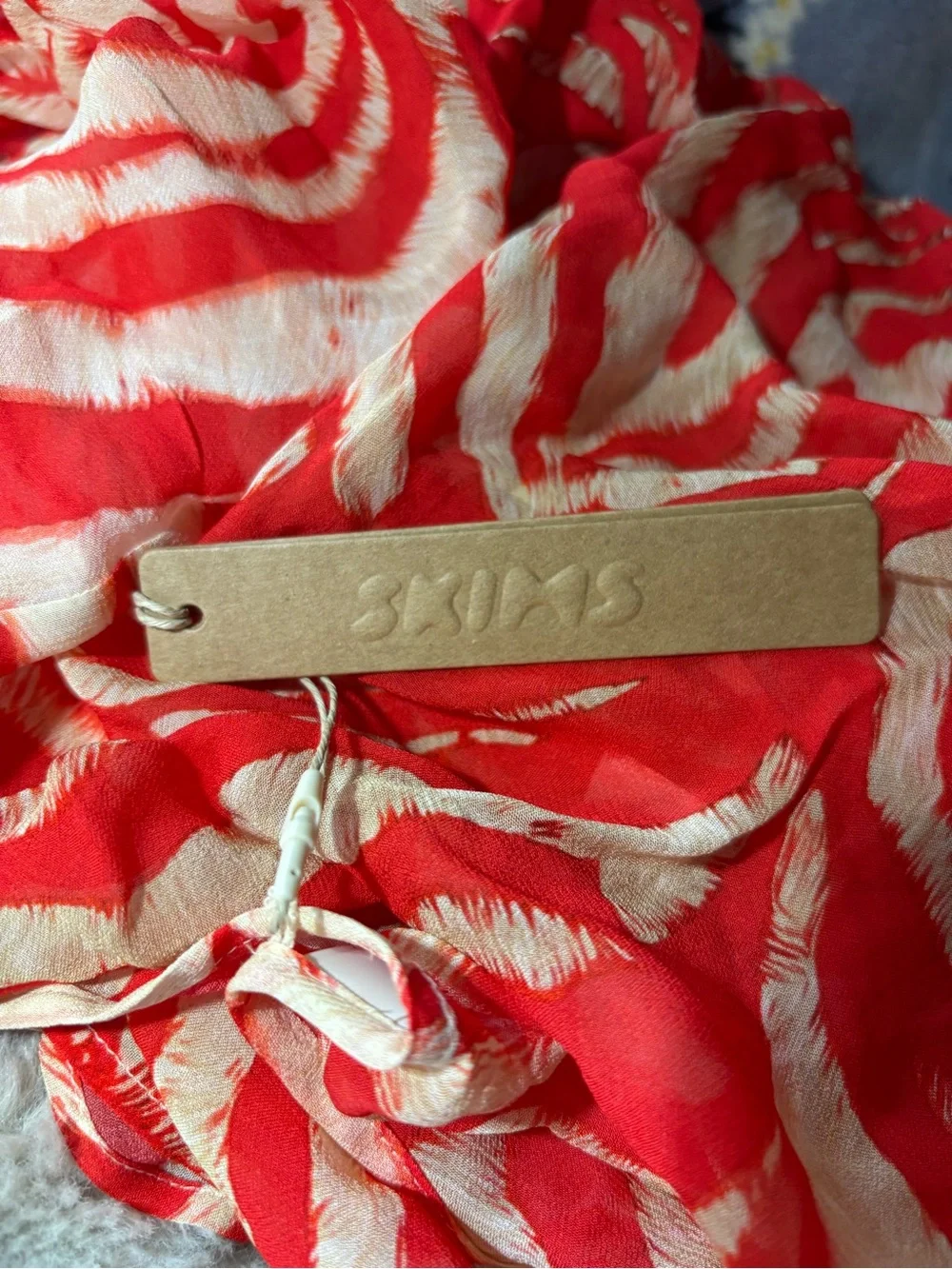 SKIMS Coral Zebra-Print Caftan Cover-Up